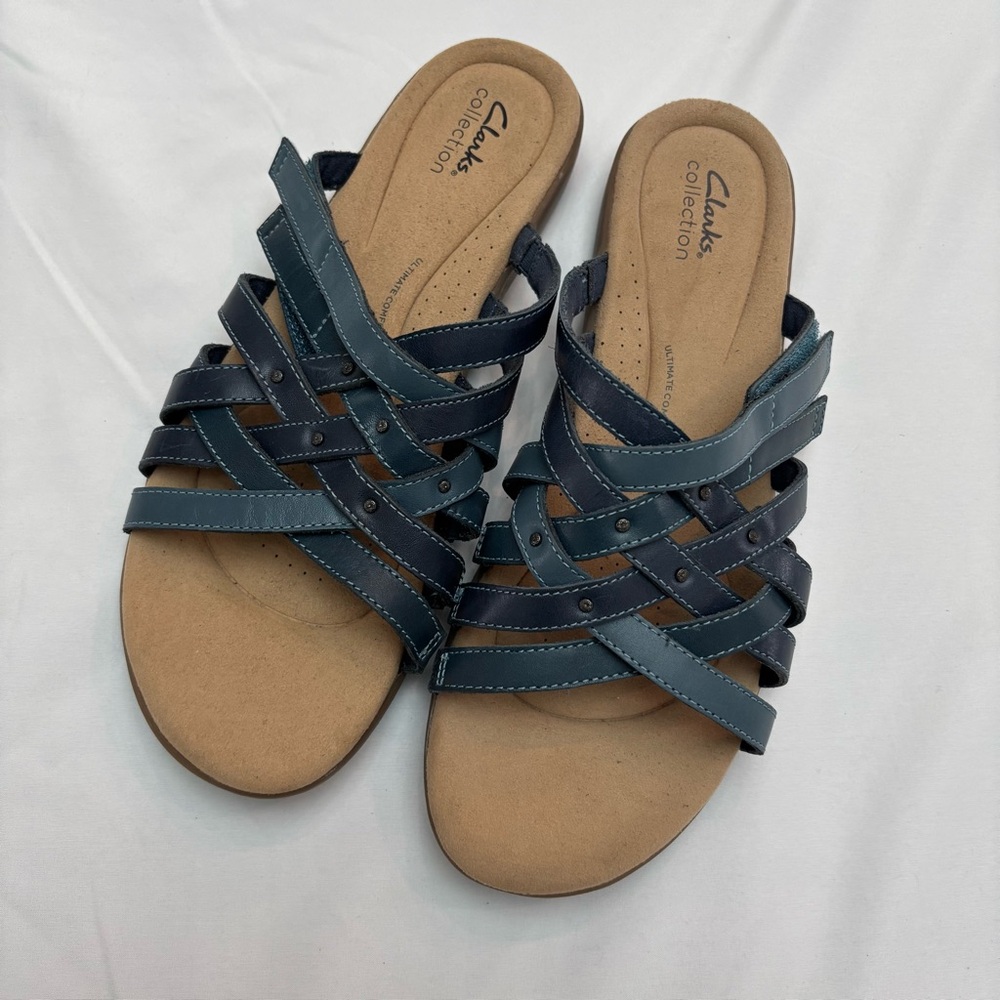 Clarks Blue Sandals with Woven Design